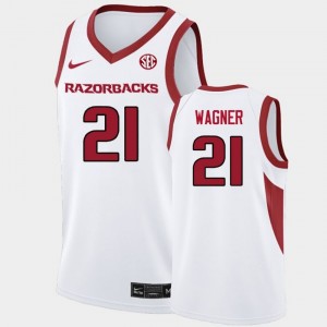 Mens D.J. Wagner White Arkansas Razorbacks #21 College Basketball Game Jersey 957564-264