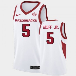 Mens Darius Acuff Jr. White Arkansas Razorbacks #5 College Basketball Player Jersey 721376-645