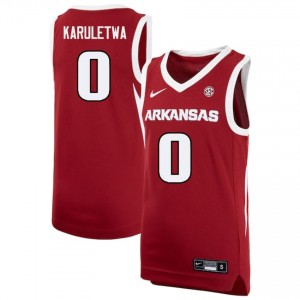 Men's Jaden Karuletwa Cardinal Arkansas Razorbacks #0 College Basketball Player Jerseys 612479-941