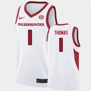 Men's Meleek Thomas White Arkansas Razorbacks #1 College Basketball Alumni Jerseys 480302-276