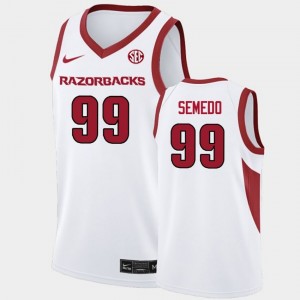 Mens Paulo Semedo White Arkansas Razorbacks #99 College Basketball Stitched Jersey 452029-963