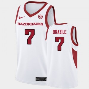 Mens Trevon Brazile White Arkansas Razorbacks #7 College Basketball Alumni Jersey 832392-539