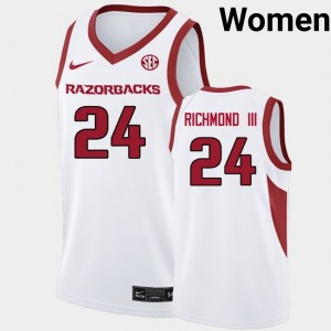 Women's Billy Richmond III White Arkansas Razorbacks #24 College Basketball 2025-26 Jerseys 795065-248
