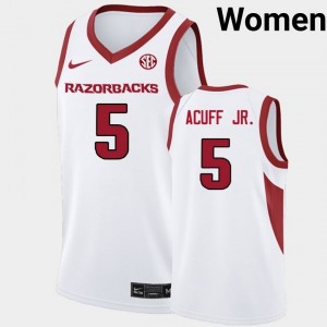 Women's Darius Acuff Jr. White Arkansas Razorbacks #5 College Basketball Stitched Jerseys 906610-841