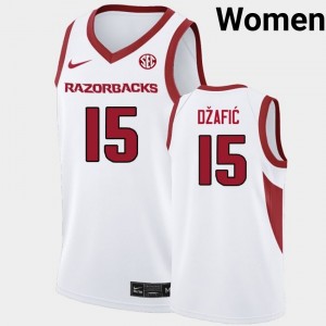 Women's Elmir Dzafic White Arkansas Razorbacks #15 College Basketball Player Jerseys 172579-529