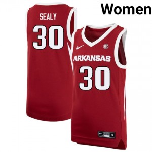 Women's Isaiah Sealy Cardinal Arkansas Razorbacks #30 College Basketball 2025 Jersey 129789-551