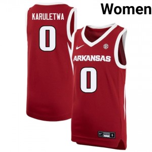 Women Jaden Karuletwa Cardinal Arkansas Razorbacks #0 College Basketball University Jerseys 897052-423
