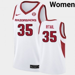 Womens Karim Rtail White Arkansas Razorbacks #35 College Basketball High School Jersey 168415-311