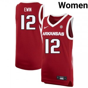 Women's Malique Ewin Cardinal Arkansas Razorbacks #12 College Basketball 2025-26 Jersey 257577-898