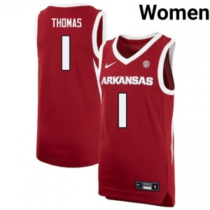 Womens Meleek Thomas Cardinal Arkansas Razorbacks #1 College Basketball Official Jersey 824744-210