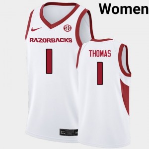 Womens Meleek Thomas White Arkansas Razorbacks #1 College Basketball University Jerseys 517433-320