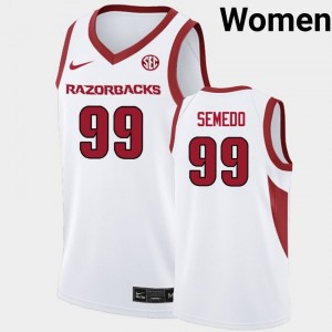 Women's Paulo Semedo White Arkansas Razorbacks #99 College Basketball Official Jerseys 194182-600