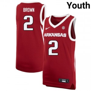 Youth Amere Brown Cardinal Arkansas Razorbacks #2 College Basketball Game Jersey 774386-303