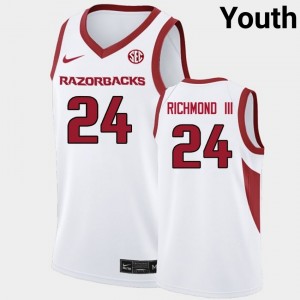 Youth Billy Richmond III White Arkansas Razorbacks #24 College Basketball Embroidery Jerseys 423425-190