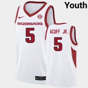 Youth Darius Acuff Jr. White Arkansas Razorbacks #5 College Basketball High School Jersey 520653-322