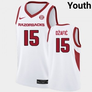Youth Elmir Dzafic White Arkansas Razorbacks #15 College Basketball 2025 Jerseys 141557-227
