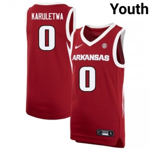 Youth Jaden Karuletwa Cardinal Arkansas Razorbacks #0 College Basketball Limited Jersey 752849-183