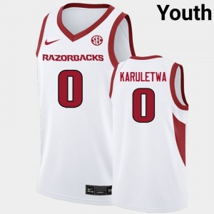 Youth Jaden Karuletwa White Arkansas Razorbacks #0 College Basketball Player Jerseys 577388-632