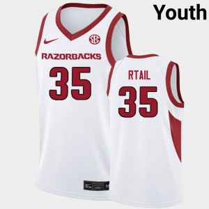 Youth Karim Rtail White Arkansas Razorbacks #35 College Basketball 2025 Jersey 272154-904