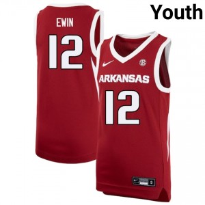 Youth Malique Ewin Cardinal Arkansas Razorbacks #12 College Basketball 2025 Jersey 390352-863