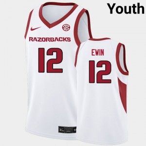 Youth Malique Ewin White Arkansas Razorbacks #12 College Basketball Player Jerseys 936786-684