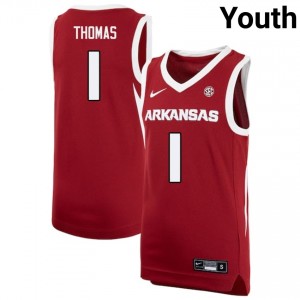 Youth Meleek Thomas Cardinal Arkansas Razorbacks #1 College Basketball Embroidery Jersey 259568-936
