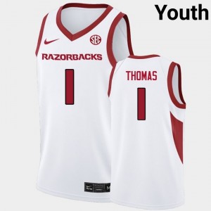 Youth Meleek Thomas White Arkansas Razorbacks #1 College Basketball 2025 Jersey 652607-739
