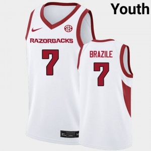 Youth Trevon Brazile White Arkansas Razorbacks #7 College Basketball High School Jersey 164606-245